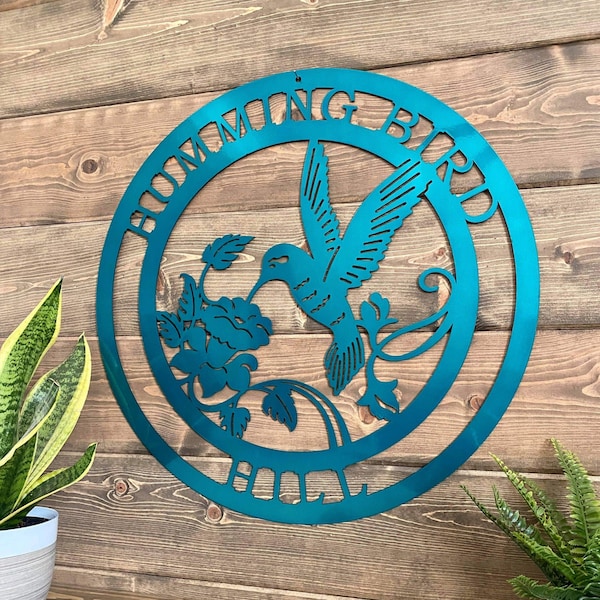 Personalized Hummingbird Sign | Farmhouse Decor | Hummingbird Wall Art | Custom Metal Sign |  | Mother's Day Gift