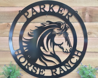 Majestic Horse Ranch Sign, Rodeo Sign,  Metal Farm Sign, Personalized ranch sign, Personalized Sign, Farm Gate sign, Custom Metal Sign, FS4