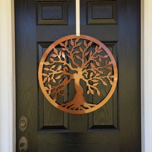 Tree of Life w/birds, Metal Wall Decor,  Garden Art, Front Door Wreath, Fall Decor, Mother's Day Gift