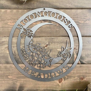 Garden Moon Family Established Custom Metal Sign | Personalized Family Name Metal Last Name Sign, Initial, Metal Monogram, Housewarming