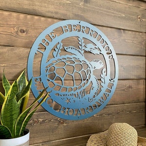Sea Turtle Marine Life Sign | Coastal Decor | Nautical Wall Art | Ocean and Sea Animal Decor | Custom Metal Sign | Personalized Sea Turtle