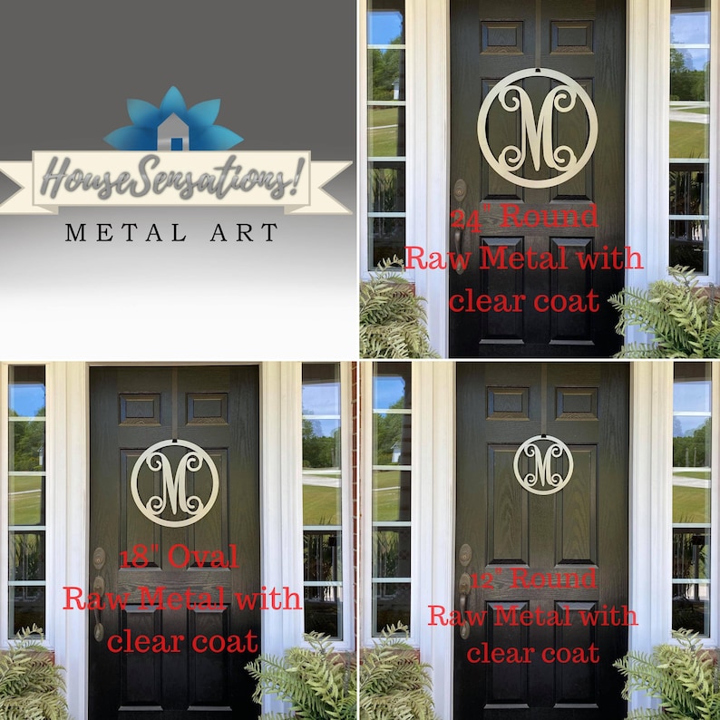 Metal Monogrammed Door Wreathround Front Door Wreaths Etsy