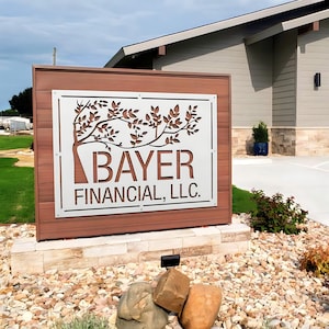 Custom Metal Business Logo Sign : Laser Cut, Monument Wayfinding Outdoor Commercial Signage