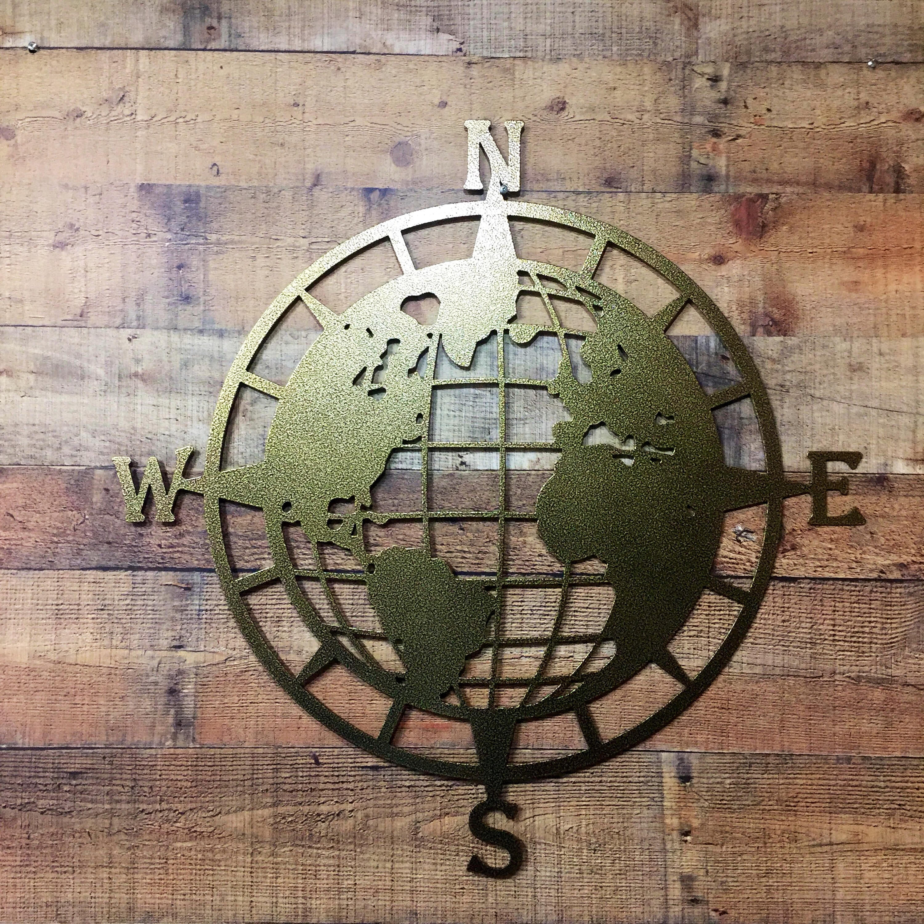 GLOBE: World Map Nautical Compass Rose Wall Decor Compass | Etsy