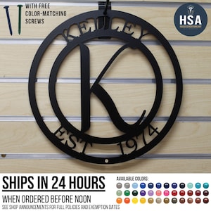 Personalized Metal Family Name Sign | Established Date Wedding Gift