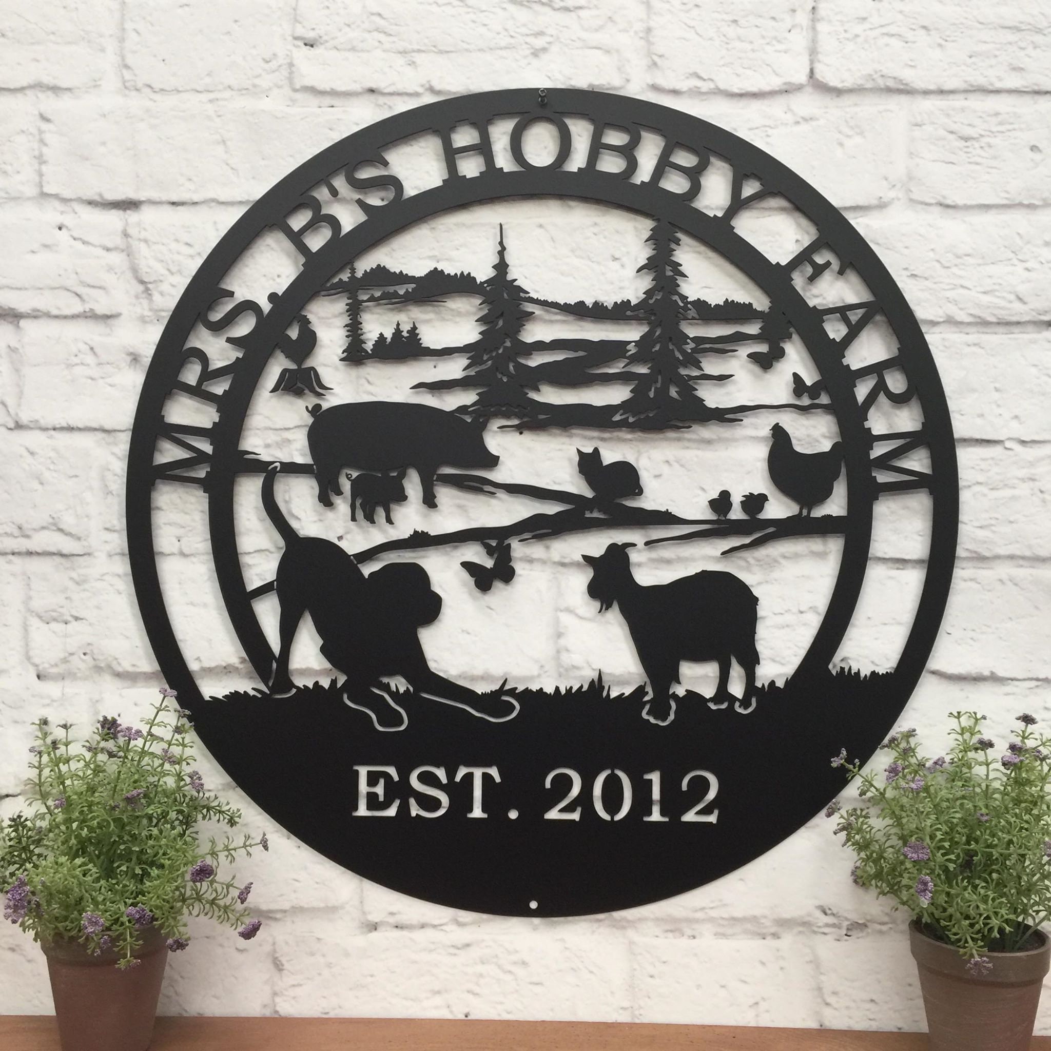 Hobby Farm Metal Ranch Sign Farm Animals Personalized Etsy Singapore