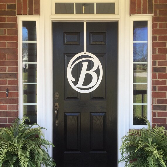 Fancy Metal Monogram Door Hanger Monogrammed Metal Wreath Monogram Door Hanger Wedding Gift Anniversary Gift Outdoor Wreath Front Door