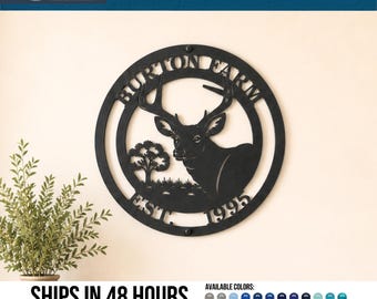 Personalized Deer Hunting Metal Sign, Custom Cabin Decor, Rustic Wall Art, Gift Hunter