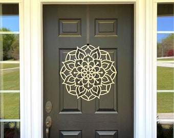 Lotus Mandala Door Wreath - Year Round Door Décor | custom metal sign Mothers Day Gift