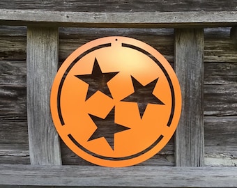 Tennessee Tristar Custom Metal Sign: Outdoor Garden Wall Art - Multiple Colors Available