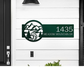 Mountain House Number Address Sign - Custom Metal Sign Ideal for Modern or Rustic Mountain Home, Unique Personalized Realtor Closing Gift