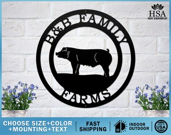 Pig Farm sign | Metal Pig Sign | Personalized Farm Sign| Barn Sign| Ranch Sign| Farmhouse Decor |  Outdoor Sign | Custom Metal Sign