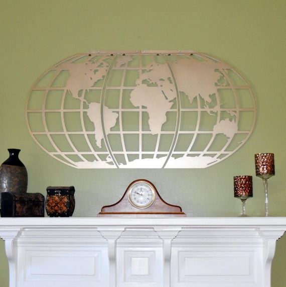 World Map Wall Art / Globe/ Metal Wall Art/Personalized in