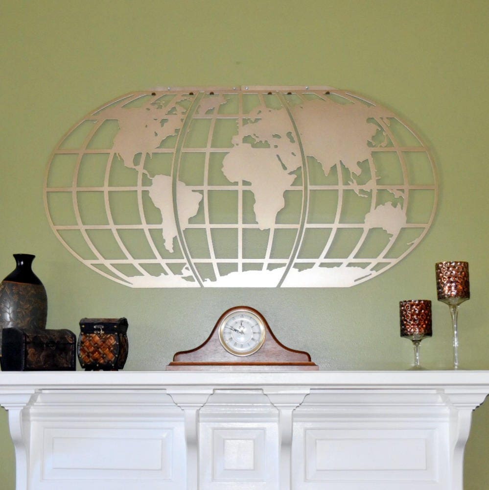 World Map Wall Art / Globe/ Metal Wall Art/Personalized in