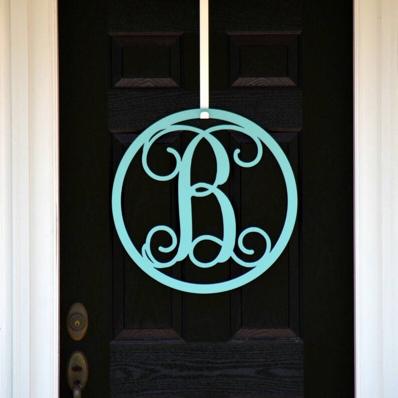 Metal Monogrammed Door Wreathround Front Door Wreaths Etsy