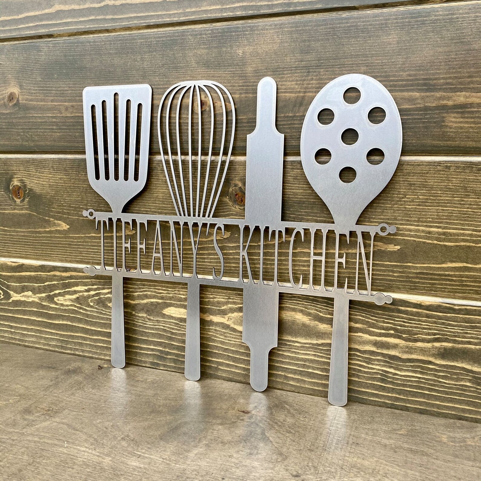 Custom Kitchen Utensils Name Sign Kitchen Wall Art Etsy