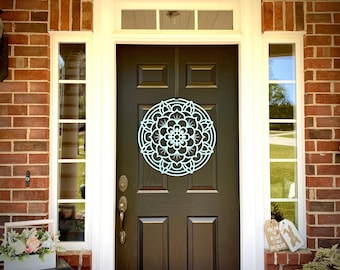 Cascade Lotus Flower Door Wreath - Year Round Door Decor | Custom Metal Sign
