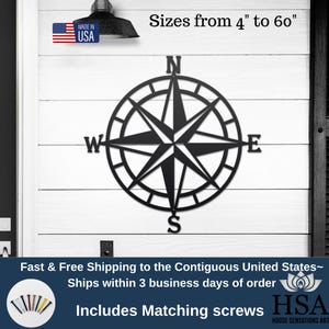 Compass Rose Metal Wall Art | Nautical Compass| Nautical Wall Art | Compass Rose Metal Wall Art | Outdoor Metal Art | Compass Wall Decor