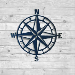 Nautical Compass Rose Metal Wall Decor- 100+ color choices- Outdoor Metal Art- Metal Wall Art- Beach House Decor- Nursery Decor- Lake House