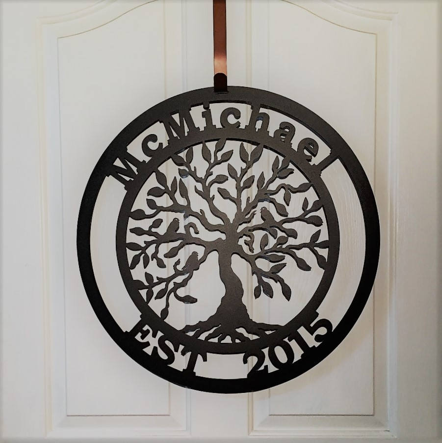 Personalized Metal Tree of Life with Family established date Metal