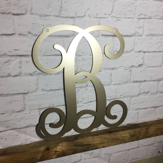 22 Metal Monogram Door Hanger Monogrammed Wreath Etsy
