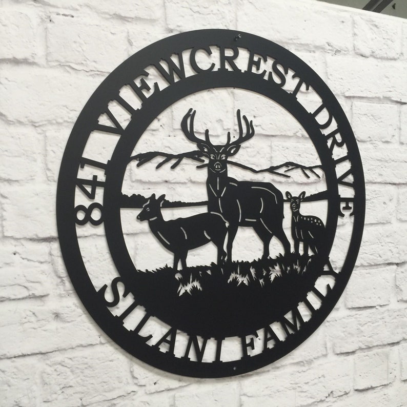 Cabin Sign Personalized Three Deer Sign Copyrighted design of HSA Custom Metal Sign gifts for the hunter