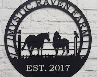 Raven Horse Ranch Sign, Metal Farm Sign, Personalized ranch sign, Personalized Sign, Custom Metal Sign | Mother&#39;s Day Gift