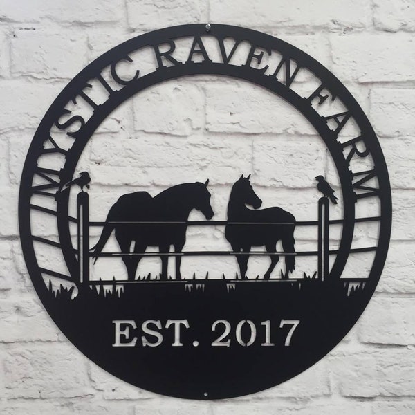 Raven Horse Ranch Sign,  Metal Farm Sign, Personalized ranch sign, Personalized Sign, Custom Metal Sign | Mother's Day Gift