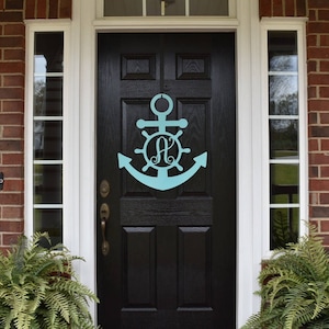 Monogram Boat Anchor Front Door Decor - Nautical Anchor Large Wall Art, Coastal Home Decor Beach House Sign, Personalized Retirement Gift