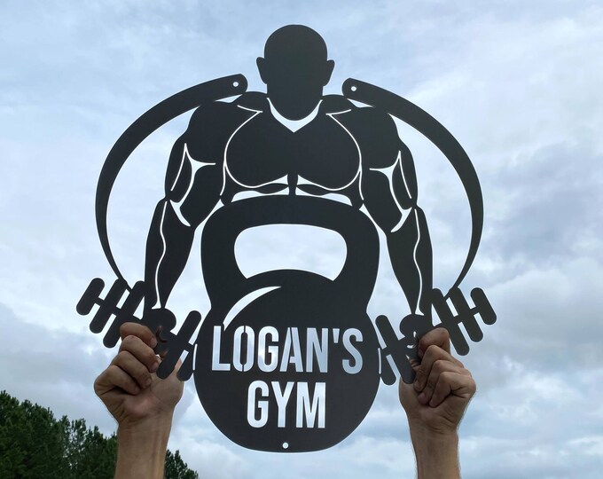 Personalized Body Builder Metal Sign | Home Gym Sign |  Weight Lifter Gift