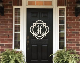Metal Monogram Door Wreath, Personalized Modern Farmhouse Initial