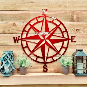 Compass Wall Decor, Nautical Compass,Wall Art, Nautical Metal Wall Art, Nautical Rose, Outdoor Metal Art, Compass Wall Hanging, Beach Decor image 2