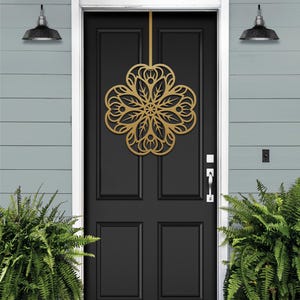 Shamrock Mandala Door Wreath - March Door Hanger - 4 Leaf Clover Mandala Door Décor | custom metal sign