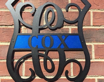 Personalized Metal Police Badge Wreath: Monogram Wall Decor