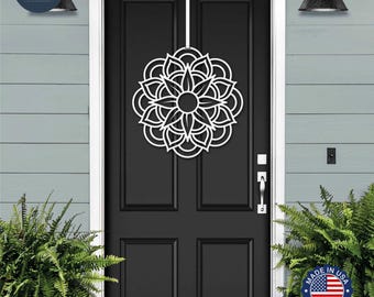 Metal Mandala Door Wreath: Geometric Front Door Decor