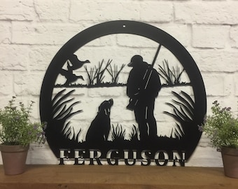 Duck Hunting Custom Metal Name Sign, Personalized Hunter & Lab Outdoor Metal Wall Art, Unique Duck Hunter Gift for Men, Farmhouse Duck Decor