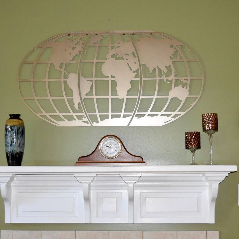Large Metal World Map Wall Art Home Decor Free Shipping Etsy