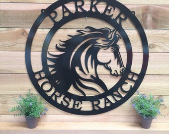 Custom Rodeo Horse Farm Sign: Personalized Metal Ranch Decor