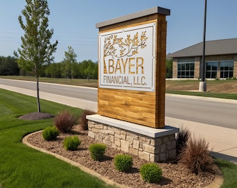 Custom Metal Business Logo Sign : Laser Cut, Monument Wayfinding Outdoor Commercial Signage