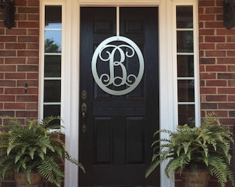 Classic Oval Monogram Sign, Family Initial, Metal Front Door Decor