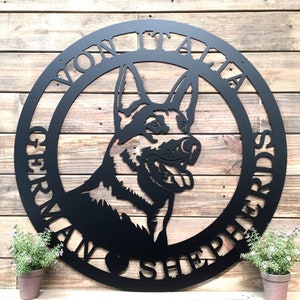 German Shepherd Personalized Metal Sign, Front Door Welcome Sign, Unique Gift for Dog Lover, Family Name Front Porch Sign, Dog Memorial Sign
