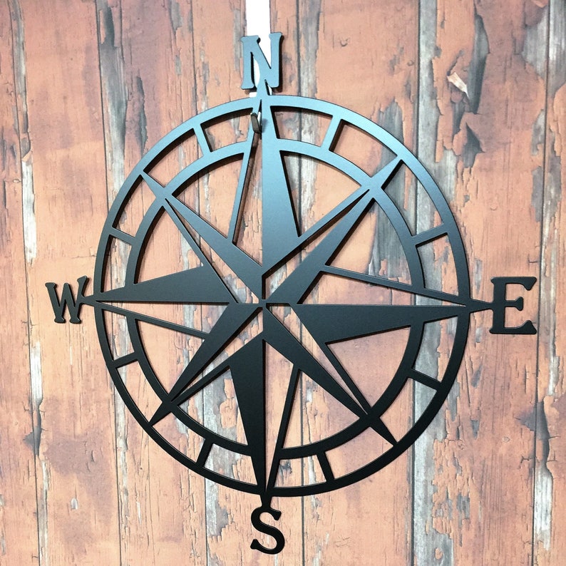 Compass Wall Decor, Nautical Compass,Wall Art, Nautical Metal Wall Art, Nautical Rose, Outdoor Metal Art, Compass Wall Hanging, Beach Decor image 5
