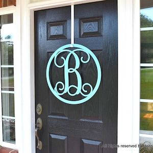 Metal Monogram Door Wreath: Laser Cut Initial Door Hanger