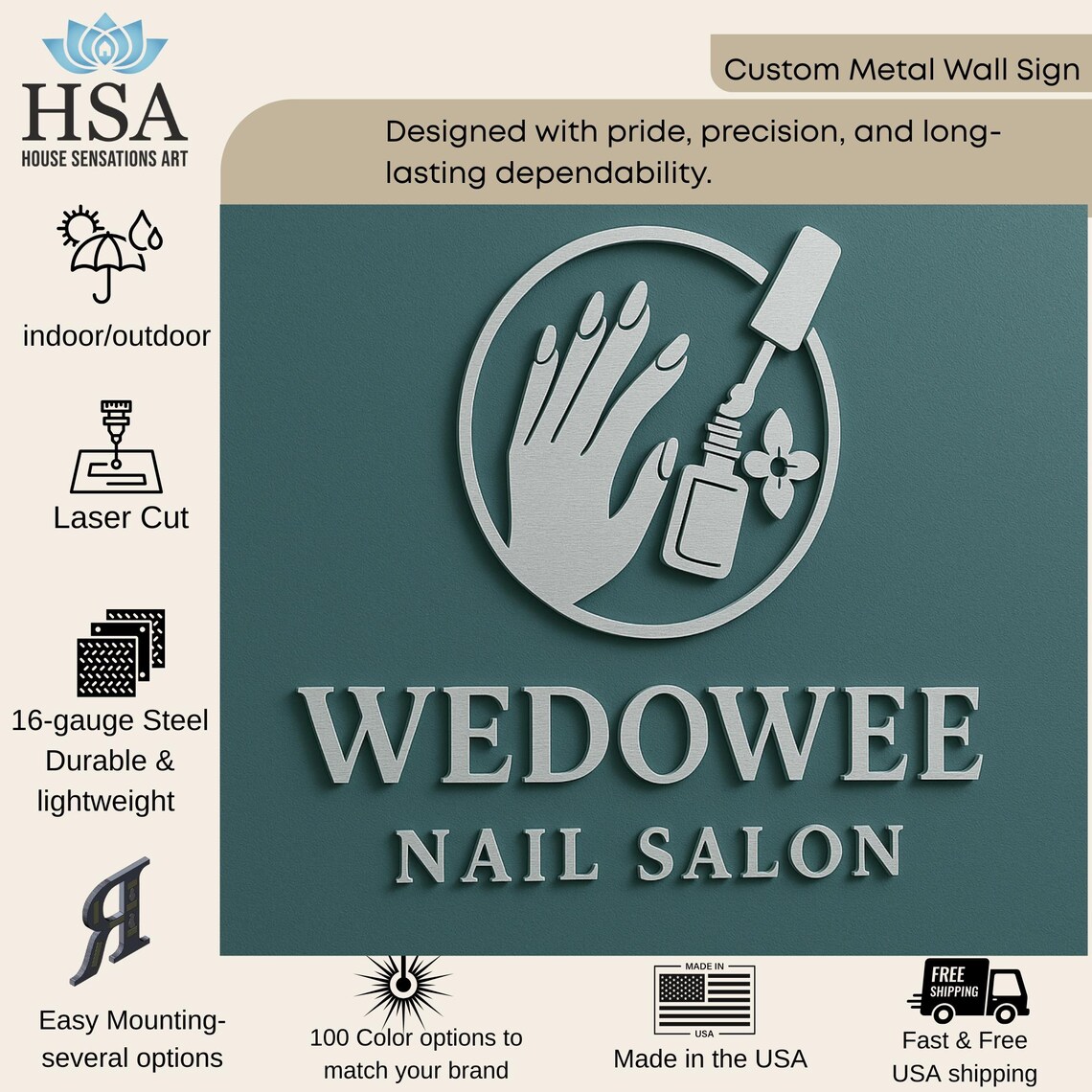 Custom Metal Business Logo Sign: Laser Cut Steel, Indoor or Outdoor Use ...