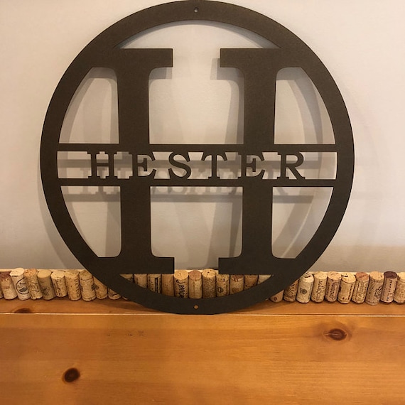 Custom Metal Sign - Personalized Family Name Home Decor  , Monogram Door Wreath, Garden Wall Art