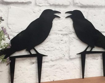 Metal Crow Garden Stake for Spooky Outdoor Halloween Yard Decor