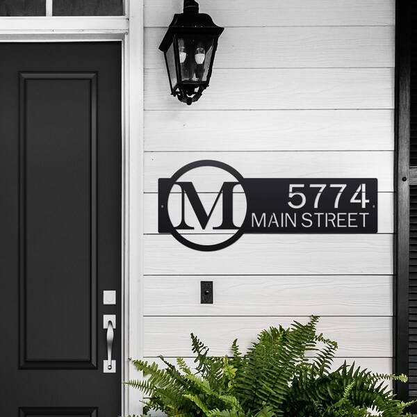Personalized Monogram Metal Address Sign - Ideal as a Unique Custom Closing Gift, Modern Housewarming Gift, Engagement Gift or Wedding Gift