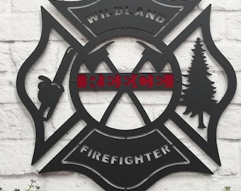 Personalized Wildland Firefighter Maltese Metal Sign