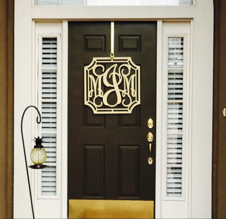 Regency Metal Monogram Door Decor Initial Wreath Front Etsy