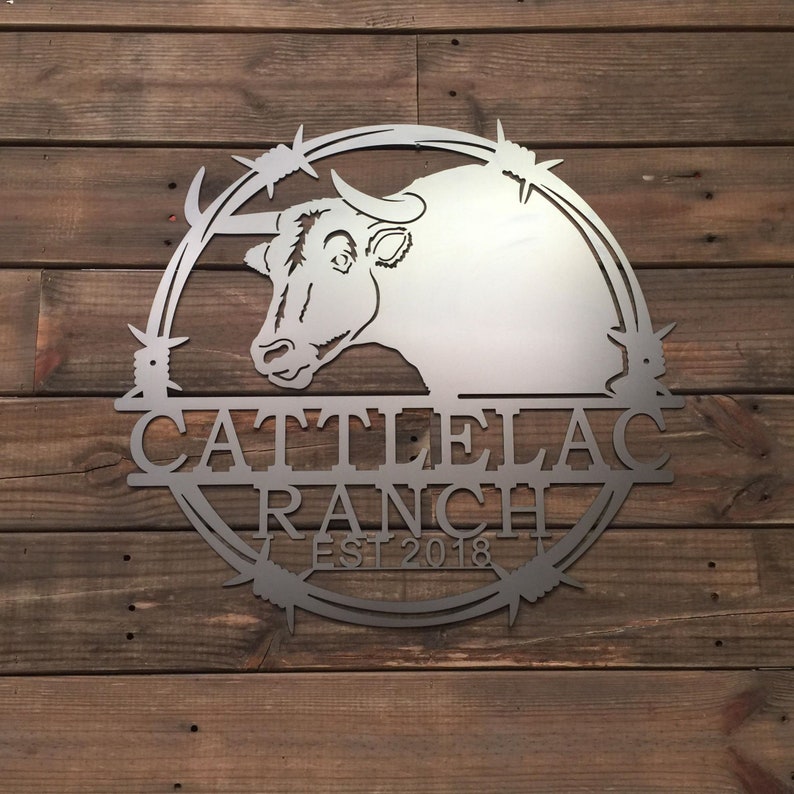 BARN COW Sign Windmill ranch brand Metal FARM Sign